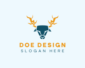 Doe - Deer Antler Electricity logo design