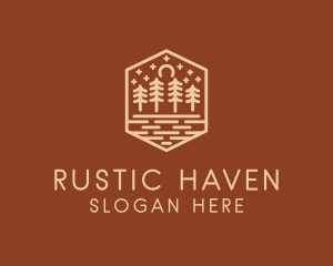 Rustic Forest Outline logo design