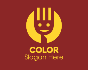 Cutlery - Yellow Smiley Fork logo design