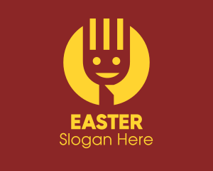 Eat - Yellow Smiley Fork logo design