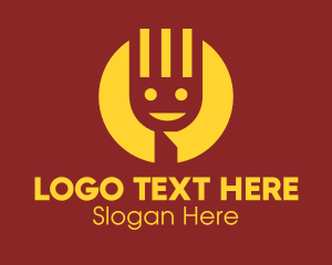 Utensil - Yellow Smiley Fork logo design