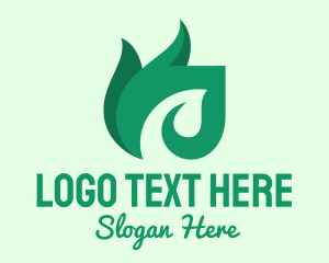 Fresh - Green Organic Leaf Flame logo design