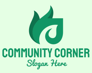 Local - Green Organic Leaf Flame logo design