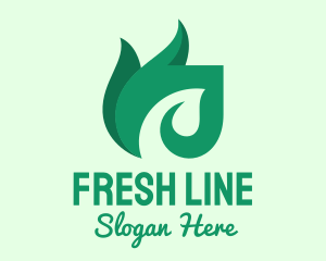 Green Organic Leaf Flame logo design