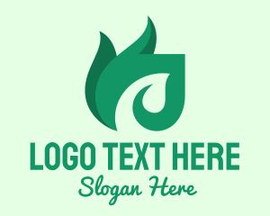 Green Organic Leaf Flame Logo