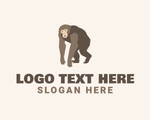 Primate - Brown Gibbon Cartoon logo design