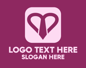 Online Dating - Purple Heart Necktie logo design