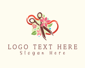 Stitching - Floral Craft Scissor logo design