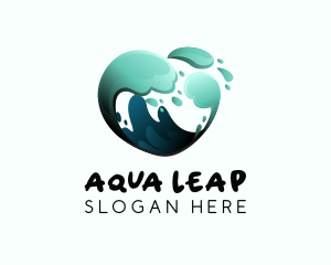 Water Wave Heart logo design