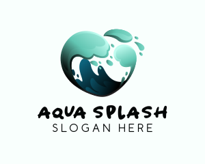 Water Wave Heart logo design