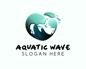 Water Wave Heart logo design