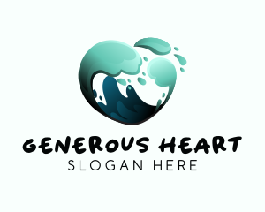 Water Wave Heart logo design