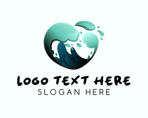 Water - Water Wave Heart logo design