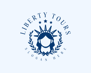 Statue Of Liberty - Woman Statue Wreath logo design