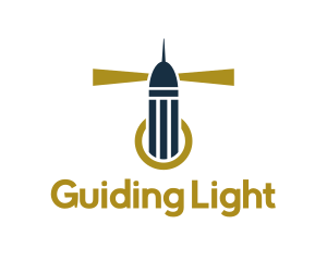 Lighthouse - Gold Lighthouse Beacon logo design