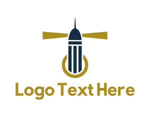 Port - Gold Lighthouse Beacon logo design