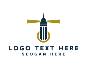 Gold Lighthouse Beacon logo design