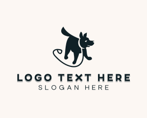 Retriever - Puppy Dog Leash logo design