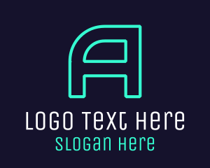 Uppercase - Neon Blue Letter Font logo design