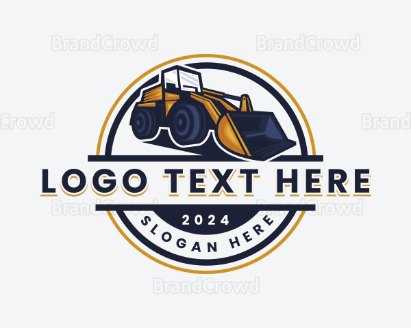 Bulldozer Digging Construction Logo