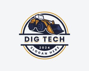 Bulldozer Digging Construction logo design