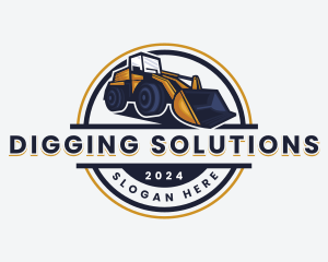 Bulldozer Digging Construction logo design