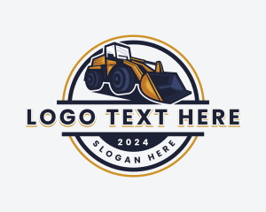 Bulldozer Digging Construction Logo