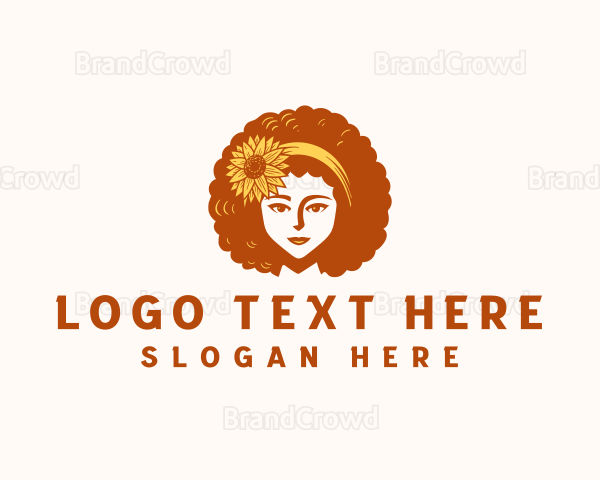 Afro Woman Sunflower Logo