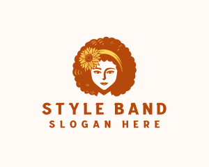 Headband - Afro Woman Sunflower logo design