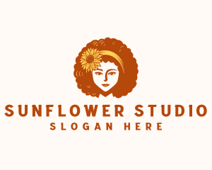 Sunflower - Afro Woman Sunflower logo design