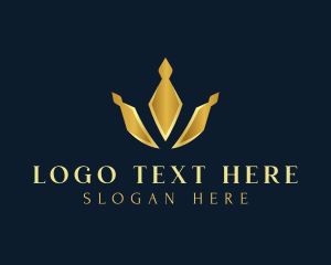 Negative Space - Elegant Luxury Crown Letter V logo design