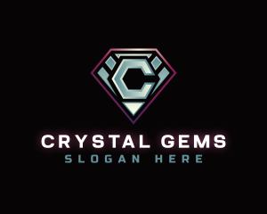 Diamond Gem Letter C logo design