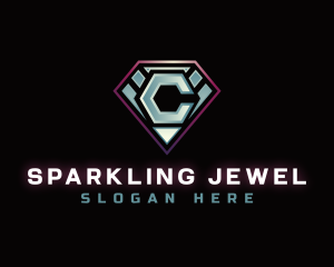 Diamond Gem Letter C logo design