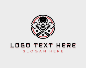 Crosshairs - Skull Axe Weapon logo design