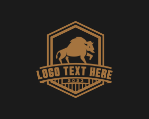 Hexagonal - Bison Wild Animal logo design