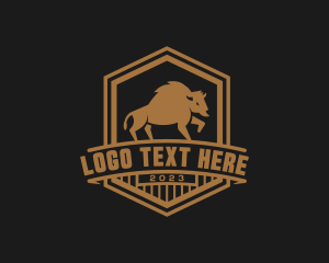 Hexagon - Bison Wild Animal logo design