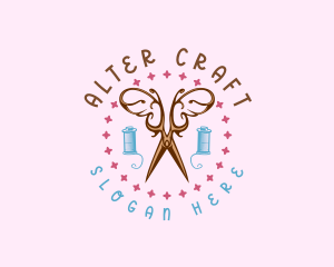 Sewing Butterfly Scissors  logo design