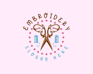 Sewing Butterfly Scissors  logo design