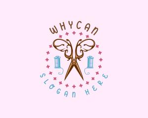 Tufting - Sewing Butterfly Scissors logo design