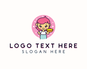 Blogger - Cartoon Girl Cheese Pie logo design