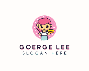 Child - Cartoon Girl Cheese Pie logo design
