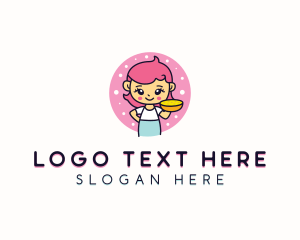 Dairy - Cartoon Girl Cheese Pie logo design