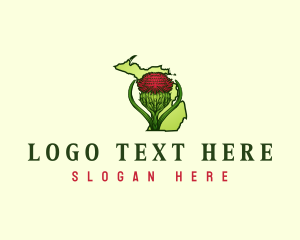 Map - Michigan Flower Thistle logo design