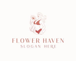 Woman Lingerie Flower logo design