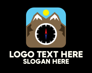 Land - Mountain Compass Location App logo design