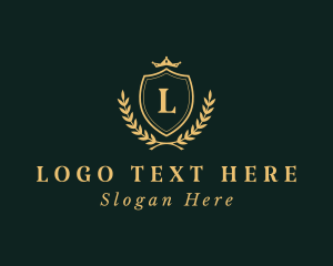 Lettermark - Gold Crown Wreath University logo design