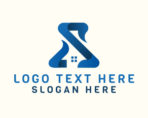 3d - Blue House Letter S logo design