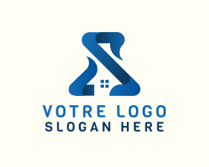 3d - Blue House Letter S logo design