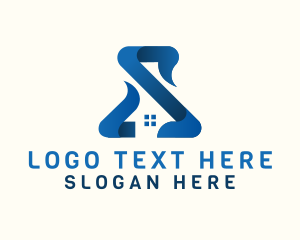 House Rental - Blue House Letter S logo design