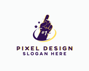 Pixel Glitch Hand logo design